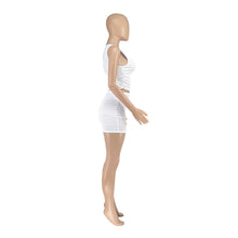 Load image into Gallery viewer, Casual fashion women's off-shoulder strap solid color short skirt suit