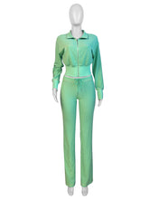 Load image into Gallery viewer, Solid color Waffle waist cinching long sleeved set AY3619