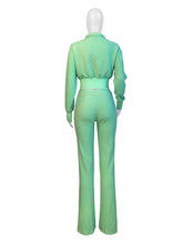 Load image into Gallery viewer, Solid color Waffle waist cinching long sleeved set AY3619