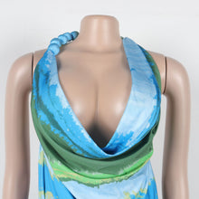 Load image into Gallery viewer, Sexy high slit printed satin dress