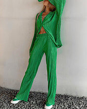 Load image into Gallery viewer, solid color drape pleated two-piece set AY3584