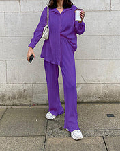 Load image into Gallery viewer, solid color drape pleated two-piece set AY3584