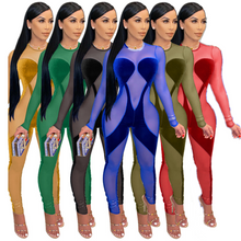 Load image into Gallery viewer, Gold velvet mesh long-sleeved jumpsuit(AY1455)