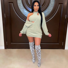 Load image into Gallery viewer, Big V-neck sweater dress + vest two-piece suit(AY1492)