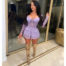 Load image into Gallery viewer, Mesh see-through stitching zipper two-piece set(AY1844)