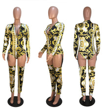 Load image into Gallery viewer, Print Zip Buckle Webbing Jumpsuit AY1710