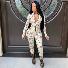 Load image into Gallery viewer, long sleeve Heart Print Jumpsuit