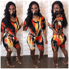 Load image into Gallery viewer, Tie-dye V-neck sports shorts suit AY1137