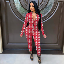 Load image into Gallery viewer, long sleeve Heart Print Jumpsuit