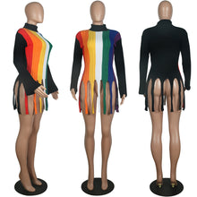 Load image into Gallery viewer, Fashion color striped fringed sweater(AY1539)