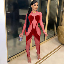 Load image into Gallery viewer, Gold velvet mesh long-sleeved jumpsuit(AY1455)