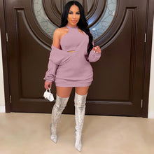 Load image into Gallery viewer, Big V-neck sweater dress + vest two-piece suit(AY1492)