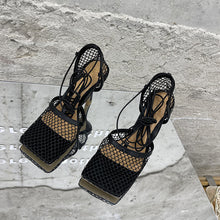 Load image into Gallery viewer, Fashionable mesh square toe strap high heels(HPSD149)