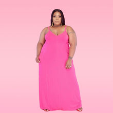 Load image into Gallery viewer, Plus solid color suspender floor dress AY1056
