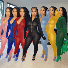 Load image into Gallery viewer, Solid color mesh long sleeve jumpsuit(AY1587)