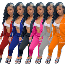 Load image into Gallery viewer, Letter embroidery zipper sports two-piece suit(AY1451