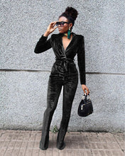 Load image into Gallery viewer, Solid color small suit flared pants suit(AY1390)