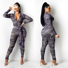 Load image into Gallery viewer, Printed net yarn jumpsuit AY1215