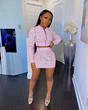 Load image into Gallery viewer, Threaded long sleeve hip skirt set