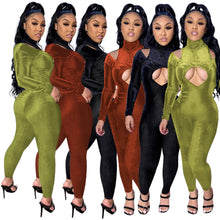Load image into Gallery viewer, Sexy turtleneck velvet jumpsuit(AY1687)