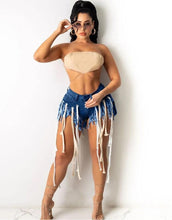 Load image into Gallery viewer, Colorful webbing fringed denim shorts AY1011