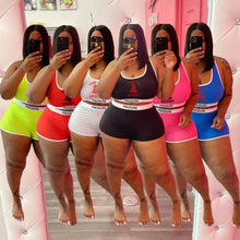 Load image into Gallery viewer, Plus size letter printing two-piece suit