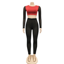 Load image into Gallery viewer, Sexy Colorblock Mesh Two Piece Set(AY1811)