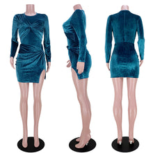 Load image into Gallery viewer, Velvet Knotted Split Skirt Two Piece Set(AY1735)