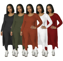 Load image into Gallery viewer, Solid color long cardigan pants suit(AY1224)