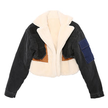 Load image into Gallery viewer, Fashion plus velvet denim stitching jacket(AY1425)