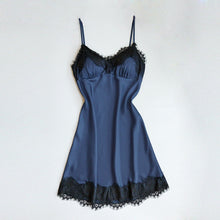 Load image into Gallery viewer, Sexy V-neck Lace Trim Sling Nightdress(AY1604)