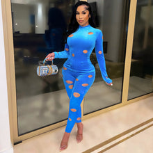 Load image into Gallery viewer, Hole solid color bright velvet two-piece suit(AY1548)