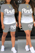 Load image into Gallery viewer, Letter gradient short sleeve shorts suit AY1161