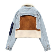 Load image into Gallery viewer, Fashion plus velvet denim stitching jacket(AY1425)