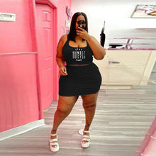 Load image into Gallery viewer, Plus size letter print casual skirt suit AY1140