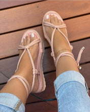 Load image into Gallery viewer, Braided platform plus size strappy sandals(HPSD196)