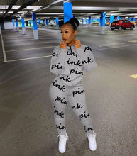 Load image into Gallery viewer, Fashion printed letter sweatshirt fabric sports suit(AY1290