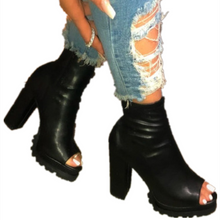 Load image into Gallery viewer, Fish mouth thick heel high heel ankle boots(HPSD112)