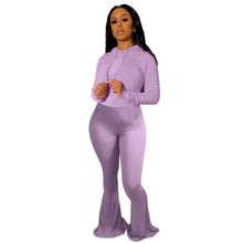 Load image into Gallery viewer, Hooded slim fit flared pants two-piece suit(AY1303)