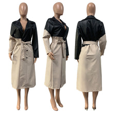 Load image into Gallery viewer, PU stitching long windbreaker jacket(AY1632)