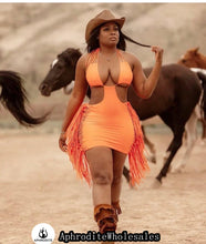 Load image into Gallery viewer, Fringed skirt tie sexy dress AY2029