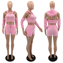 Load image into Gallery viewer, Pleated open back hooded two piece set AY1982