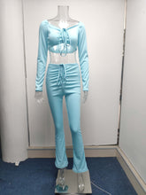 Load image into Gallery viewer, Fashion Square Neck T-Shirt Pants Set