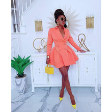 Load image into Gallery viewer, Suit collar pleated irregular one-piece skirt(AY1434)