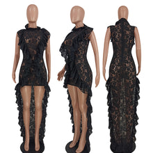Load image into Gallery viewer, Sleeveless Lace Ruffle Neck Floor Dress (AY1688)