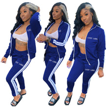 Load image into Gallery viewer, Letter embroidery zipper sports two-piece suit(AY1451