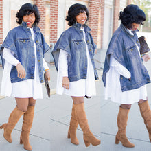 Load image into Gallery viewer, Denim side pockets irregular jacket tops (only VEST)(AY1476)