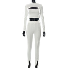 Load image into Gallery viewer, Fashion Long Sleeve Stand Collar T-Shirt Slit Pants Set