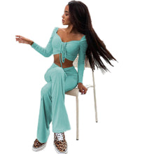 Load image into Gallery viewer, Fashion Square Neck T-Shirt Pants Set