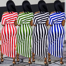 Load image into Gallery viewer, One-shoulder striped slim dress AY1057